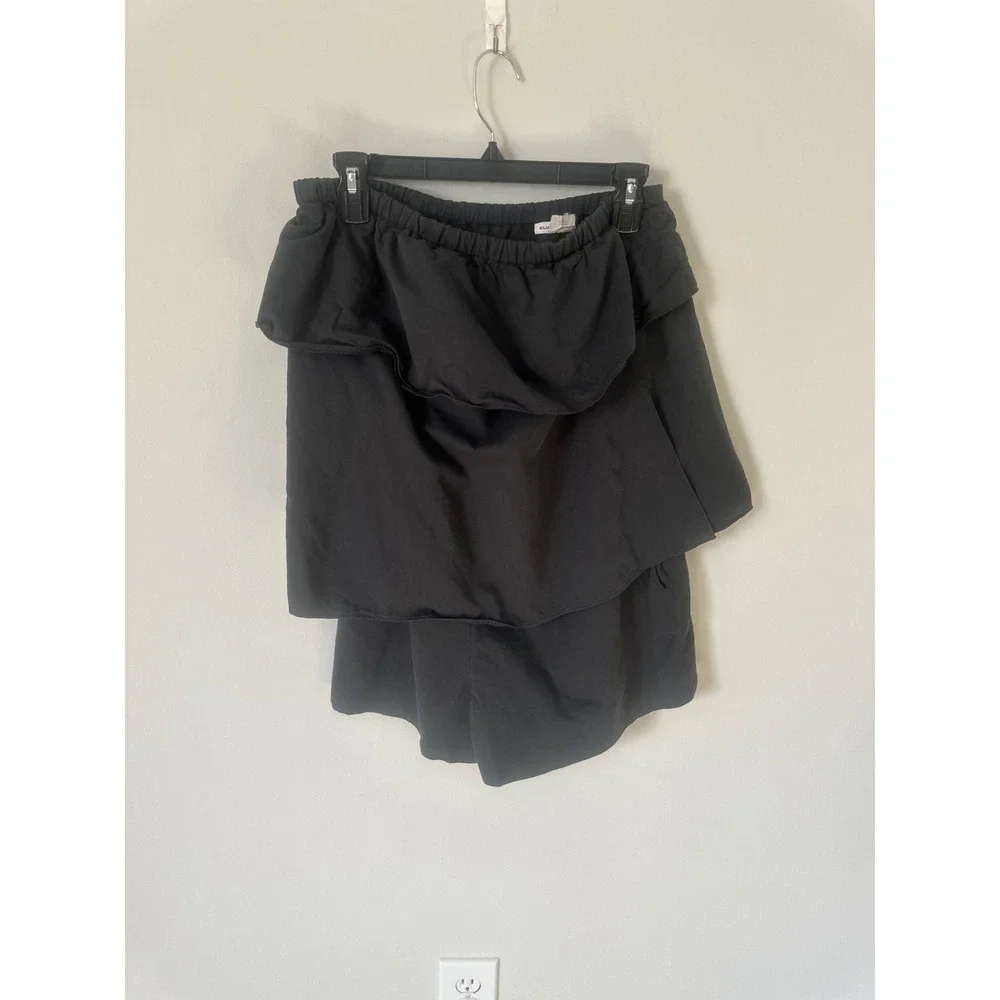 Club Monaco Black Tiered Ruffle Skort Elastic Waist Mini Skirt Shorts Womens 4 - Picture 5 of 6